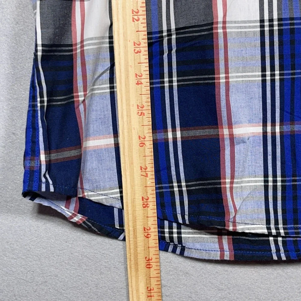 Levis Plaid Button Down Shirt Teen XL Regular Fit Blue White Red‎ Casual Western